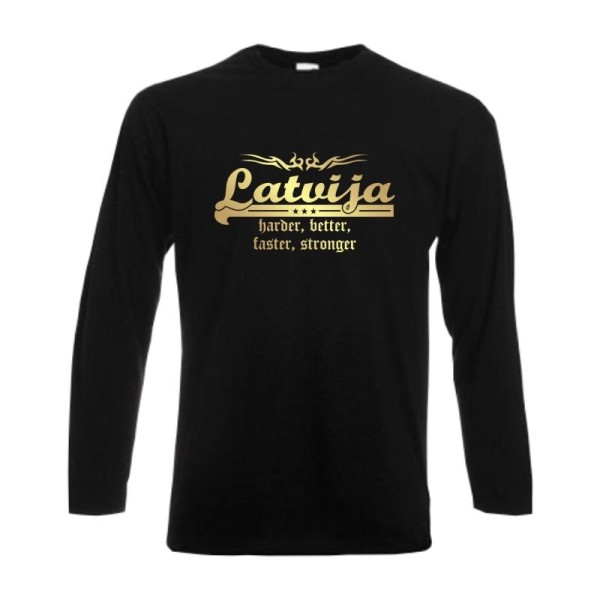 Longsleeve LETTLAND (Latvija) harder better faster stronger (WMS07-37b)