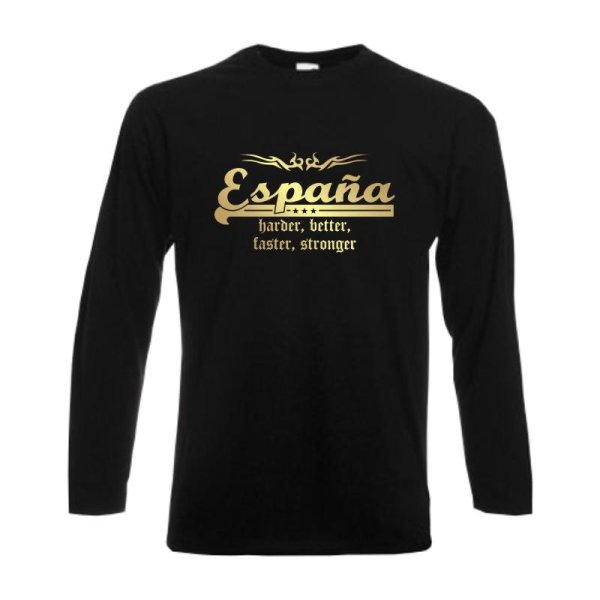 Longsleeve SPANIEN (Espana) harder better faster stronger (WMS07-60b)