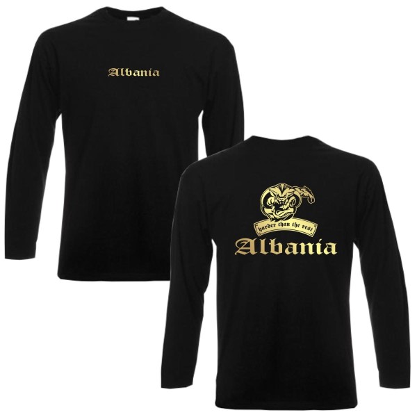 Longsleeve ALBANIEN (Albania) harder than the rest, S - 6XL (WMS08-06b)