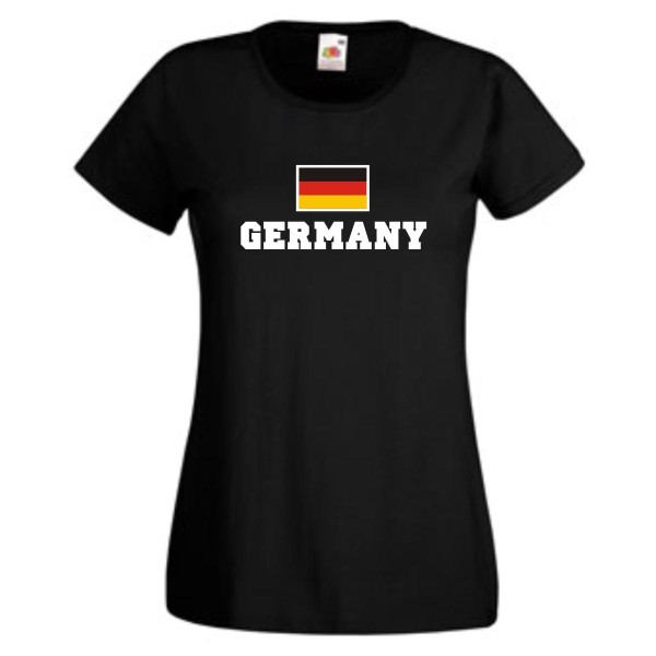 Damen T-Shirt, Germany Flagshirt schwarz, XS - XXL (WMS10-06)