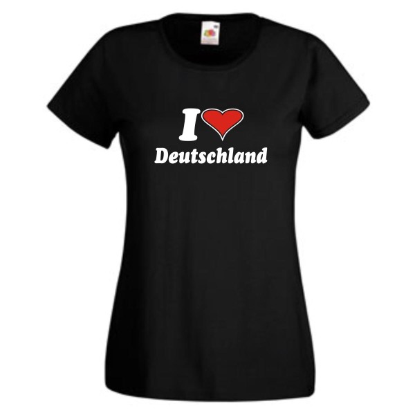 Damen T-Shirt, I love Deutschland, schwarz, XS - XXL (WMS10-11)