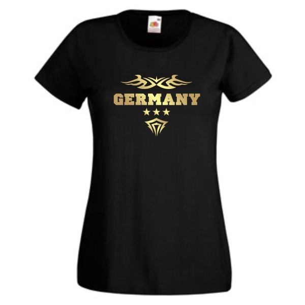 Damen T-Shirt, Germany, schwarz XS - XXL (WMS10-20)