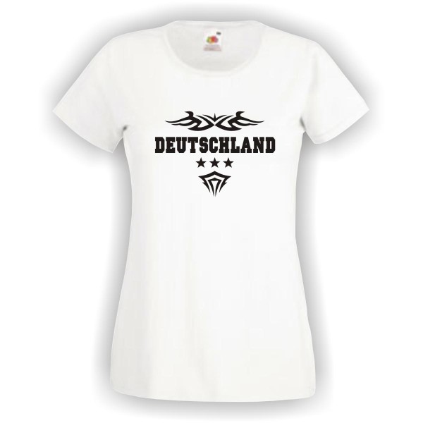 Damen T-Shirt, Deutschland, weiß XS - XXL (WMS10-21)