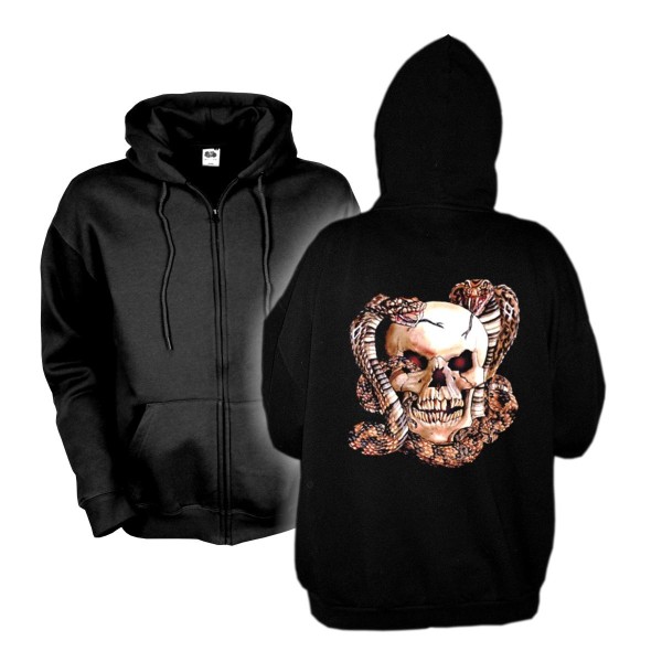 Kapuzenjacke Skull with 2 Snakes, Totenkopf, Hoodie