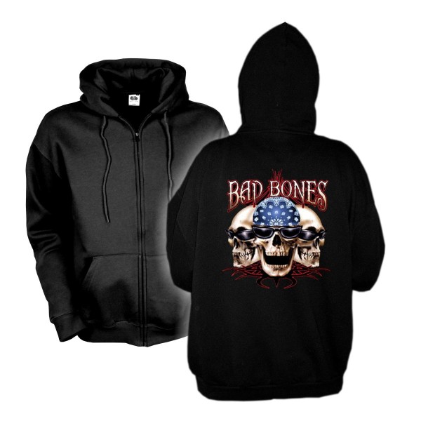 Kapuzenjacke Bad Bones Skulls, Totenkopf Hoodie