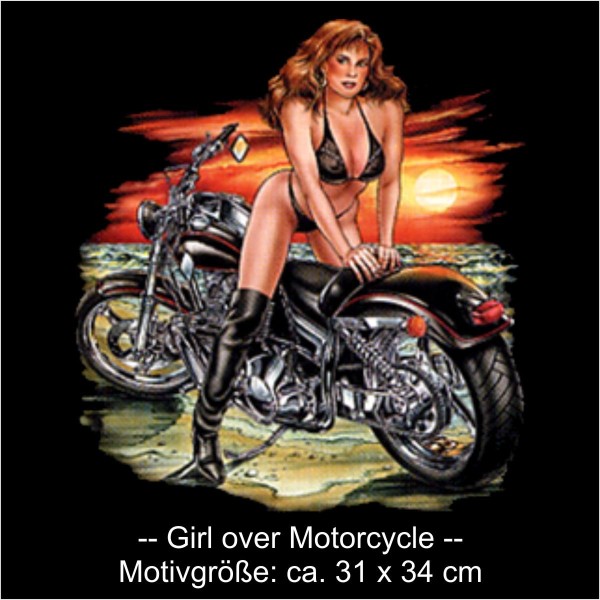 Fun T-Shirt Girl over Motorcycle, Biker Funshirt Gr. S-6XL (ASG00290)