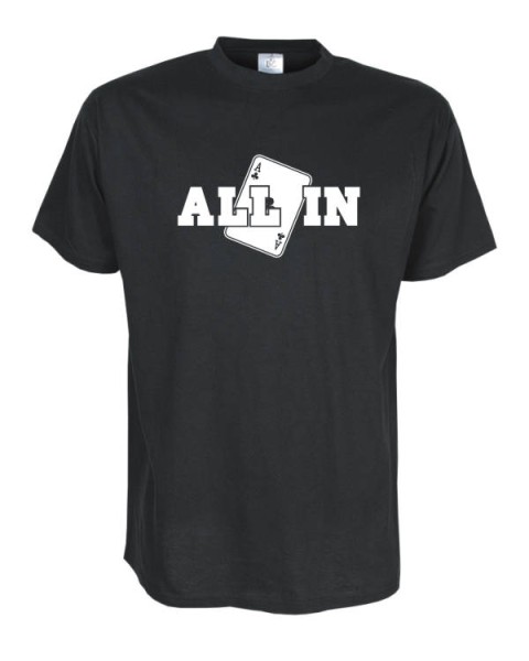 All in, Poker Fun T-Shirt in Übergrößen 3XL bis 12XL