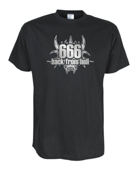 666 back from hell, Fun T-Shirt in Übergrößen 3XL bis 12XL