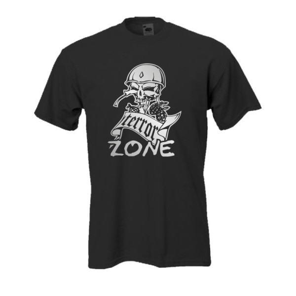 terror zone, schwarzes Fun T-Shirt (BL095)