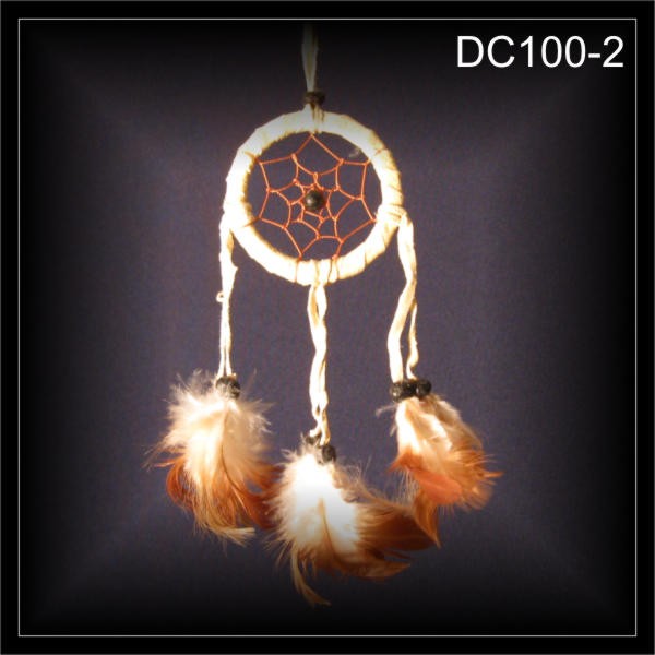 Mini Traumfänger, Indianer Dreamcatcher, Wildleder beige (DC100-2)