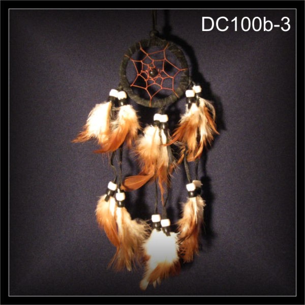 Traumfänger Dreamcatcher 3X2 Reihen Federn Wildleder schwarz (DC100b-3)