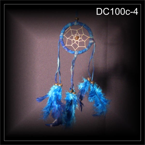 Mini Ton-in-Ton Traumfänger, Dreamcatcher Wildleder blau (DC100c-4)