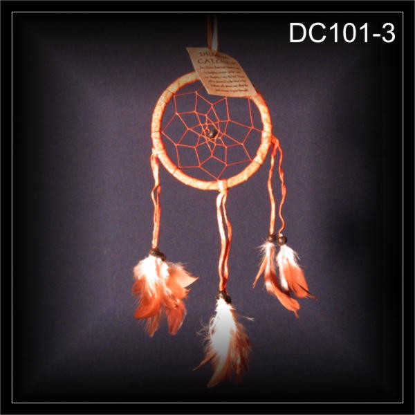 Kleiner Traumfänger, Dreamcatcher, Wildleder orange 9x20cm (DC101-3)