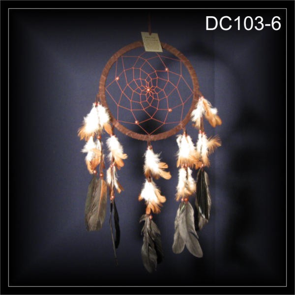 Traumfänger, Dreamcatcher, Wildleder dunkelbraun 22x50cm (DC103-6)