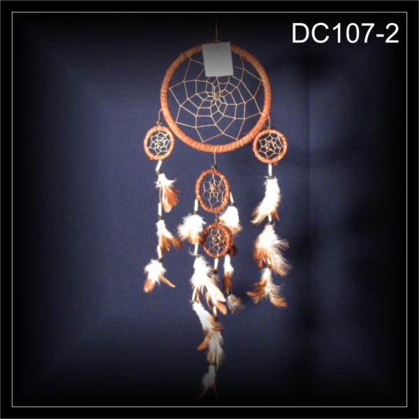 Naturkordel Traumfänger, Dreamcatcher 5 Ringe, braun 17x60cm (DC107-2)