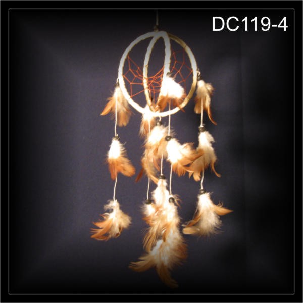 3-D Traumfänger, Dreamcatcher Wildleder beige 9x30cm (DC119-4)