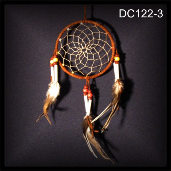 Navaho Traumfänger Lochnetz Dreamcatcher dunkelbraun 11x30cm (DC122-3)