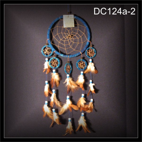 Parallel Traumfänger, Dreamcatcher Wildleder blau 17x45cm (DC124a-2)