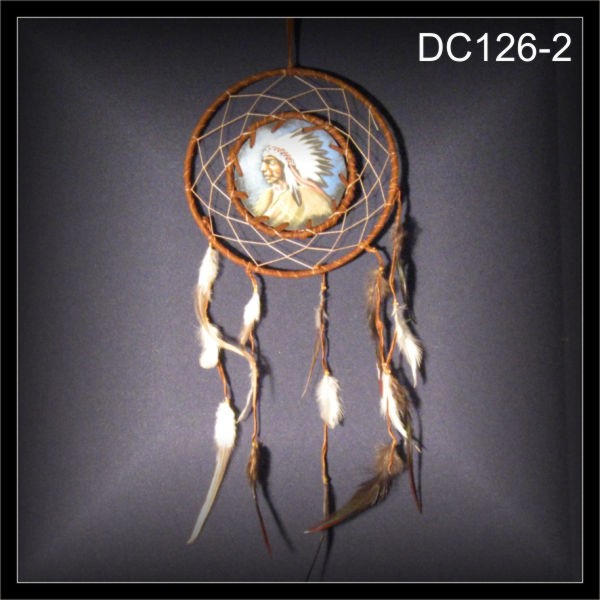 Doppelring Traumfänger, Dreamcatcher Häuptling 17x40cm (DC126-2)