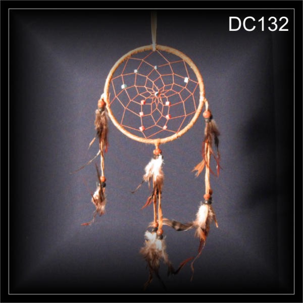 11-Steine Traumfänger, Dreamcatcher Wildleder braun 11x25cm (DC132)