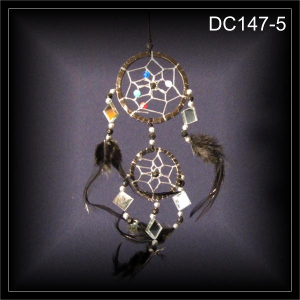 Kleiner Glitzer Traumfänger, Dreamcatcher schwarz 6x25cm (DC147-5)