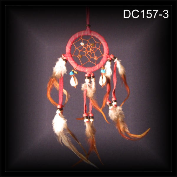 Stein-Muschel Traumfänger, Dreamcatcher, rot 6x25cm (DC157-3)