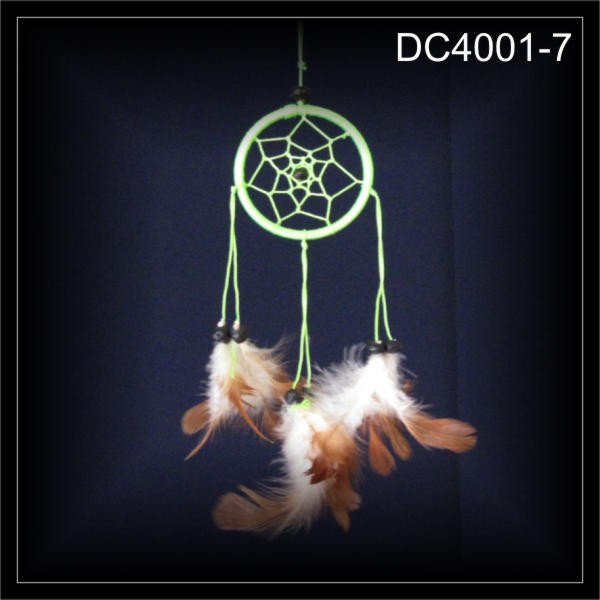 Mini Traumfänger, Dreamcatcher 1 Ring, Zwirn neongrün 6x20cm (DC4001-7)