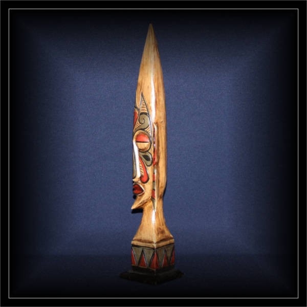 Maori Conehead Skulptur beige-bunt 50cm (FIG01-003)