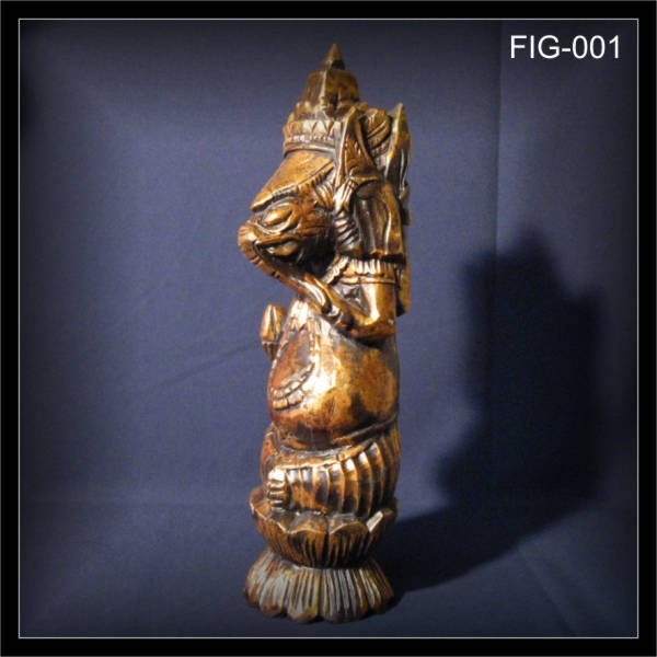 Ganesha Skulptur goldfarben 50cm hoch, Holz  (FIG-001)