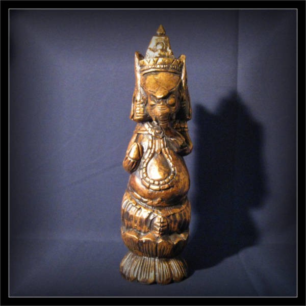 Ganesha Skulptur goldfarben 50cm hoch, Holz  (FIG-001)