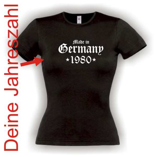 Made in Germany, "Deine Jahreszahl" Damen Geburtstags T-Shirt (FSG074)