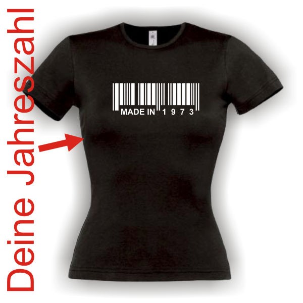 Made in.. Deine Jahreszahl, Damen Geburtstags Fun T-Shirt (FSG079)