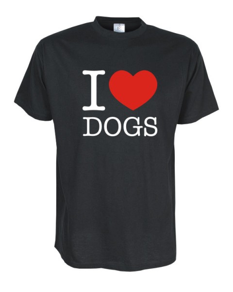 I Love dogs Fun T-Shirt, schwarz