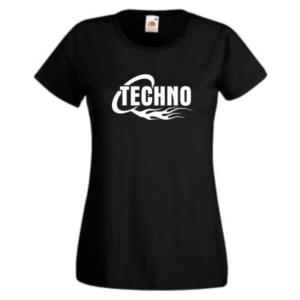 Techno, T-Shirt, Damen Funshirt