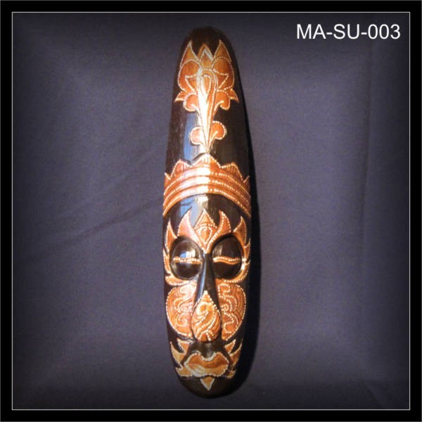 Maori Wandmaske 50cm schwarz-beige Dotpaint (MA-SU-003)