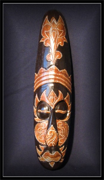 Maori Wandmaske 50cm schwarz-beige Dotpaint (MA-SU-003)