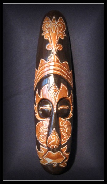 Maori Wandmaske 50cm schwarz-beige Dotpaint (MA-SU-004)