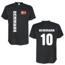 T-Shirt DÄNEMARK (Denmark) Länder Flagshirt mit Rückennummer (WMS03-16a)